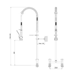 Liva Gaz 044 Counter Mounted Shower Spray Unit, Double Water Inlet - 2