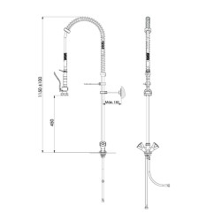Liva Gaz 049 Counter Mounted Shower Spray Unit with Intermediate Tap, Double Water Inlet - 2