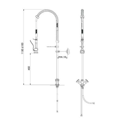 Liva Gaz 049 Counter Mounted Shower Spray Unit with Intermediate Tap, Double Water Inlet - Liva Gaz