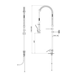 Liva Gaz 050 Counter Mounted Shower Spray Unit, Double Water Inlet - Liva Gaz (1)