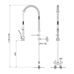 Liva Gaz 051 Counter Mounted Shower Spray Unit with Intermediate Tap, Double Water Inlet - Liva Gaz (1)