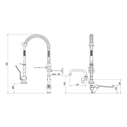 Liva Gaz 065 Counter Mounted Shower Spray Unit with Intermediate Tap, Double Water Inlet - 2
