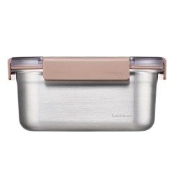 LocknLock فرن وحاوية تخزين من الفولاذ المقاوم للصدأ 2.8 لتر بقفل رباعي الأضلاع، بني - 3