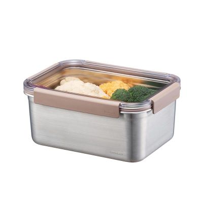 LocknLock Stainless Steel Oven and Storage Container 2.8 L with Quadrilateral Lock, Brown - LocknLock