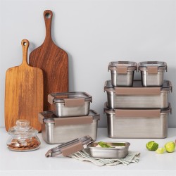 LocknLock Stainless Steel Oven and Storage Container 2.8 L with Quadrilateral Lock, Brown - 7