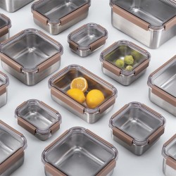 LocknLock Stainless Steel Oven and Storage Container Quadrangular Locking 1.5 L, Brown - 8