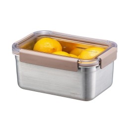 LocknLock Stainless Steel Oven and Storage Container Quadrangular Locking 1.5 L, Brown - 3