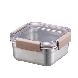 LocknLock Stainless Steel Oven and Storage Container Square Locking 700 ml, Brown - LocknLock