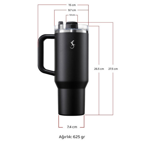 Lurch Big Cup Termos Bardak, 1.2 L, Mat Siyah - 2