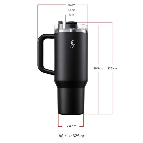 Lurch Big Cup Thermos Cup, 1.2 L, Coral Pink - 2