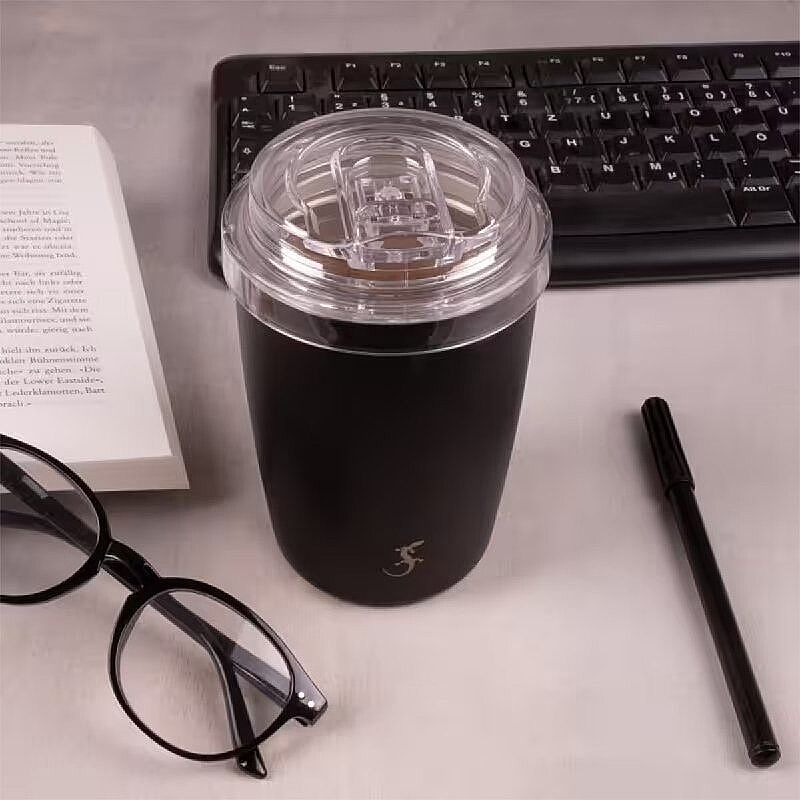 Lurch Coffee-To-Go Çift Cidarlı Termos Bardak, 300 ml, Mat Siyah - Lurch