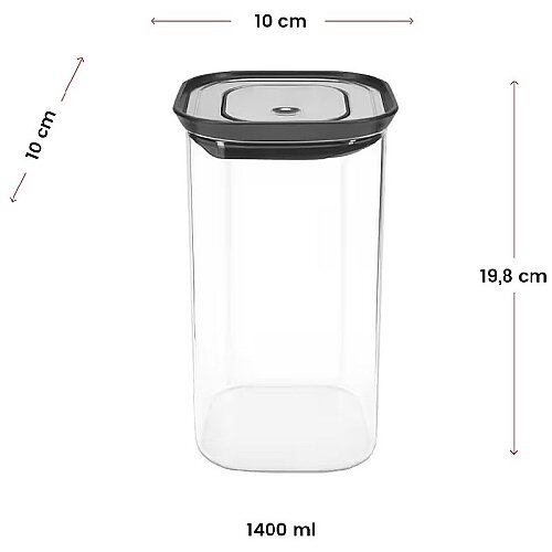 Lurch Paslanmaz Çelik Vakumlu Valfli Kapak Borosilikat Cam Saklama Kabı, 1400 ml - 3