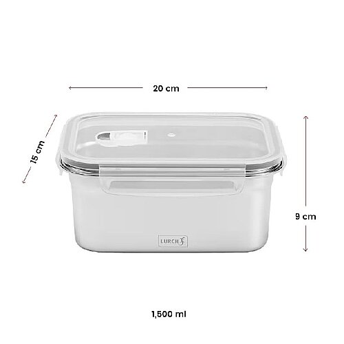 Lurch Safety Paslanmaz Çelik Fırınlanabilir Sızdırmaz Vakumlu Saklama Kabı, 1500 ml - 7