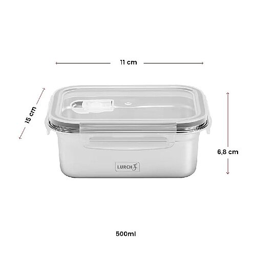 Lurch Safety Paslanmaz Çelik Fırınlanabilir Sızdırmaz Vakumlu Saklama Kabı, 500 ml - 7