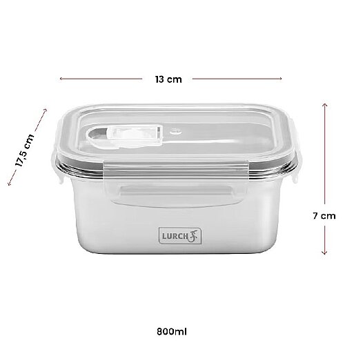 Lurch Safety Paslanmaz Çelik Fırınlanabilir Sızdırmaz Vakumlu Saklama Kabı, 800 ml - 7