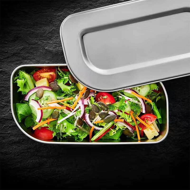 Lurch Salad Box Paslanmaz Çelik Fırınlanabilir Silikon Kayışlı Beslenme/Salata Kabı, 1200 ml - Lurch