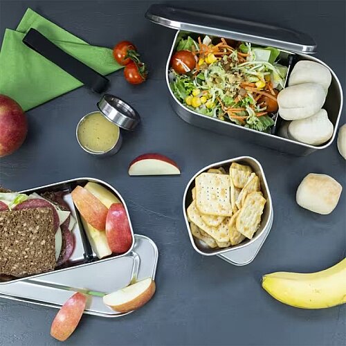 Lurch Salad Box Paslanmaz Çelik Fırınlanabilir Silikon Kayışlı Beslenme/Salata Kabı, 1200 ml - 4