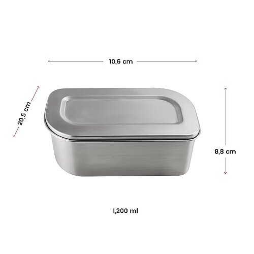 Lurch Salad Box Paslanmaz Çelik Fırınlanabilir Silikon Kayışlı Beslenme/Salata Kabı, 1200 ml - 5