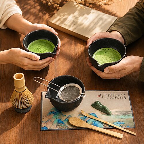 Luxegon 8 Parça Matcha Çayı Hazırlama Seti, Mat Siyah - 6
