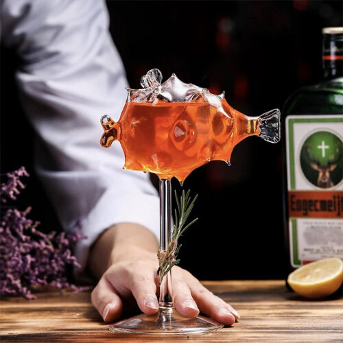 Luxegon Pipetli Balon Balık Kokteyl Bardak, 200 ml - 3