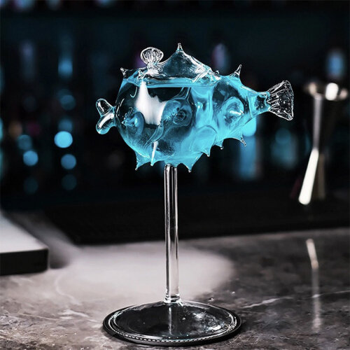 Luxegon Pipetli Balon Balık Kokteyl Bardak, 200 ml - 4