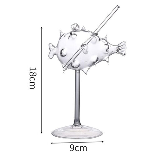 Luxegon Pipetli Balon Balık Kokteyl Bardak, 200 ml - 9