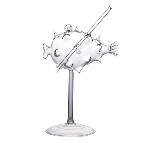 Luxegon Pipetli Balon Balık Kokteyl Bardak, 200 ml - Luxegon