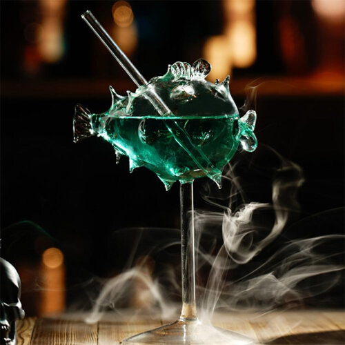 Luxegon Pipetli Balon Balık Kokteyl Bardak, 200 ml - Luxegon (1)