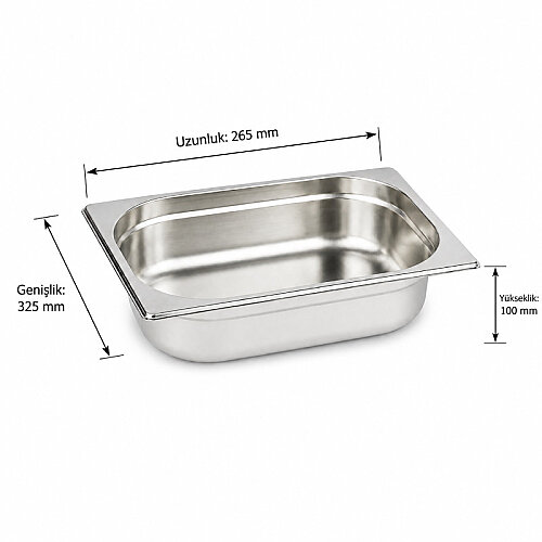 Mixkap GN 1/2-100 mm Paslanmaz Çelik Standart Gastronorm Küvet - Mixkap (1)