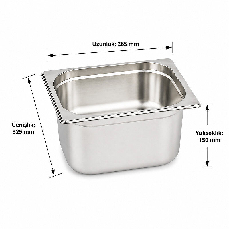 Mixkap GN 1/2-150 mm Paslanmaz Çelik Standart Gastronorm Küvet - Mixkap