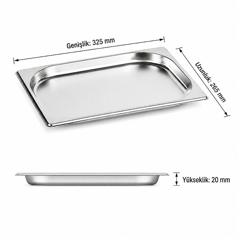 Mixkap GN 1/2-20 mm Paslanmaz Çelik Standart Gastronorm Küvet - Mixkap