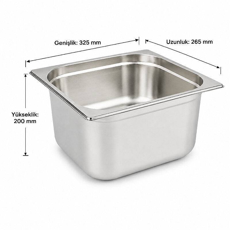 Mixkap GN 1/2-200 mm Paslanmaz Çelik Standart Gastronorm Küvet - Mixkap