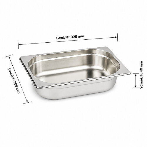 Mixkap GN 1/2-40 mm Paslanmaz Çelik Standart Gastronorm Küvet - Mixkap (1)