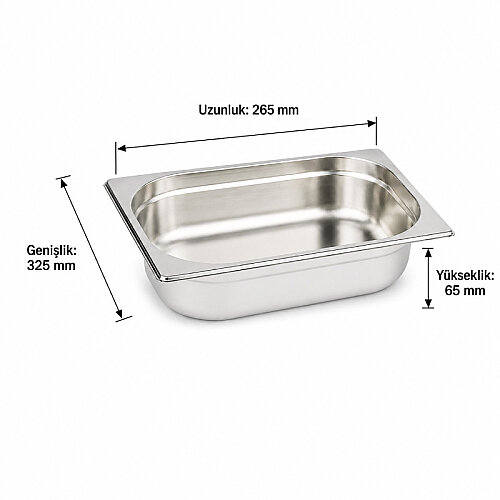 Mixkap GN 1/2-65 mm Paslanmaz Çelik Standart Gastronorm Küvet - 4