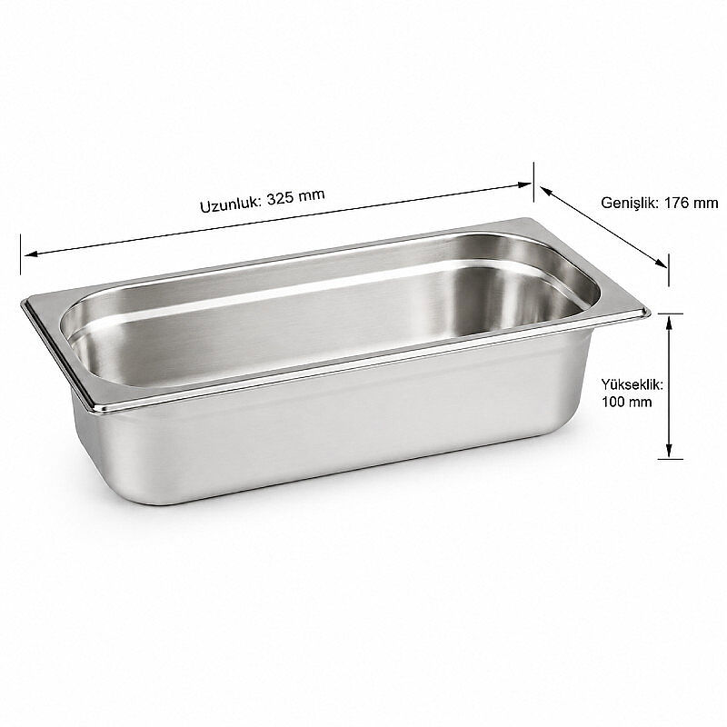 Mixkap GN 1/3-100 mm Paslanmaz Çelik Standart Gastronorm Küvet - Mixkap