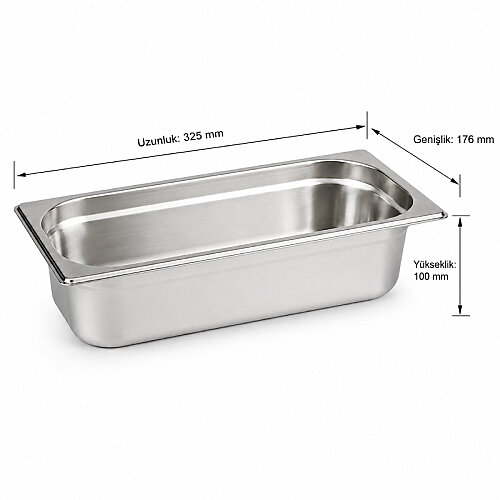 Mixkap GN 1/3-100 mm Paslanmaz Çelik Standart Gastronorm Küvet - 2