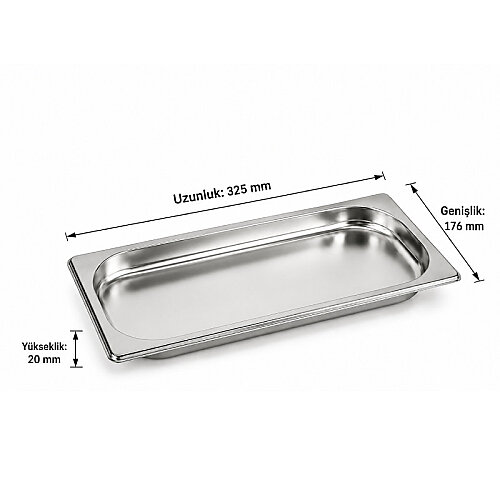 Mixkap GN 1/3-20 mm Paslanmaz Çelik Standart Gastronorm Küvet - 2