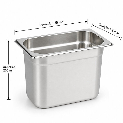 Mixkap GN 1/3-200 mm Paslanmaz Çelik Standart Gastronorm Küvet - Mixkap (1)