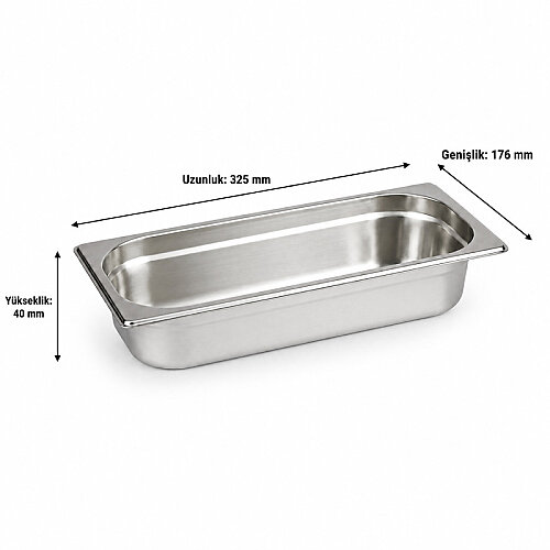 Mixkap GN 1/3-40 mm Paslanmaz Çelik Standart Gastronorm Küvet - Mixkap (1)