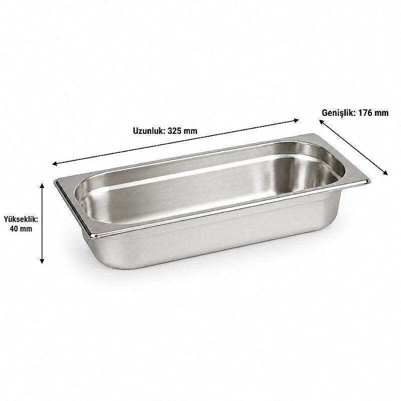 Mixkap GN 1/3-40 mm Paslanmaz Çelik Standart Gastronorm Küvet - Mixkap