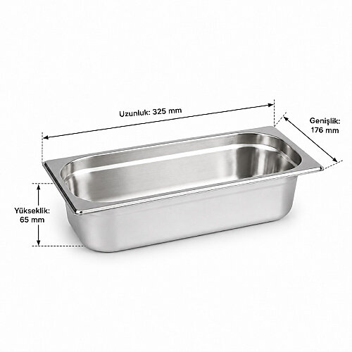 Mixkap GN 1/3-65 mm Paslanmaz Çelik Standart Gastronorm Küvet - Mixkap (1)