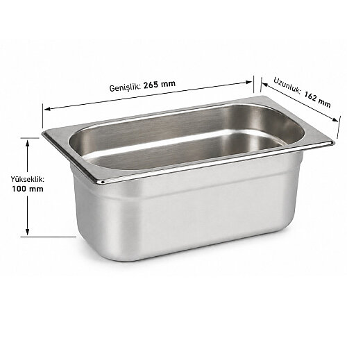 Mixkap GN 1/4-100 mm Paslanmaz Çelik Standart Gastronorm Küvet - Mixkap (1)
