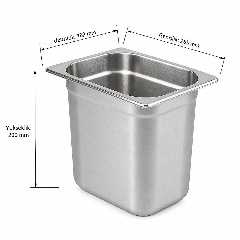 Mixkap GN 1/4-200 mm Paslanmaz Çelik Standart Gastronorm Küvet - Mixkap