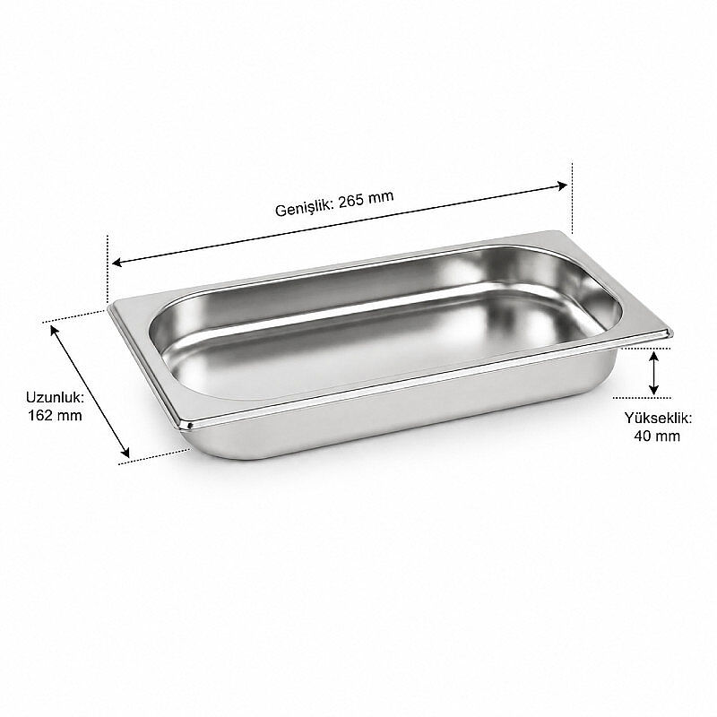 Mixkap GN 1/4-40 mm Paslanmaz Çelik Standart Gastronorm Küvet - Mixkap