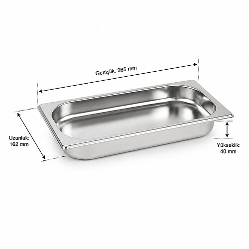 Mixkap GN 1/4-40 mm Paslanmaz Çelik Standart Gastronorm Küvet - Mixkap (1)