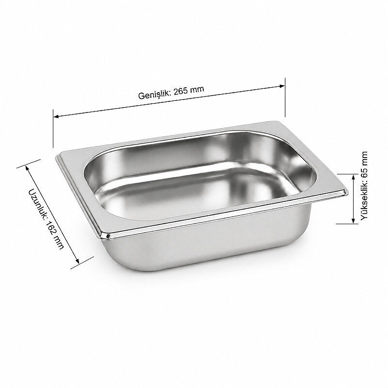 Mixkap GN 1/4-65 mm Paslanmaz Çelik Standart Gastronorm Küvet - Mixkap