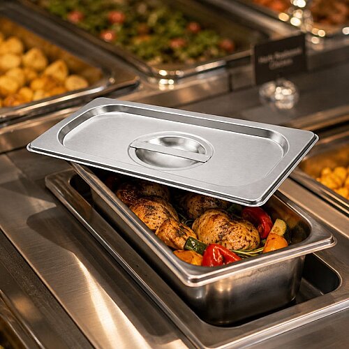 Mixkap GN 1/4 Paslanmaz Çelik Standart Gastronorm Küvet Kapak - 3