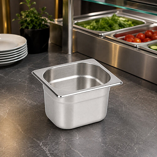 Mixkap GN 1/6-100 mm Paslanmaz Çelik Standart Gastronorm Küvet - 4