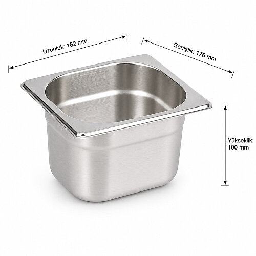 Mixkap GN 1/6-100 mm Paslanmaz Çelik Standart Gastronorm Küvet - Mixkap (1)