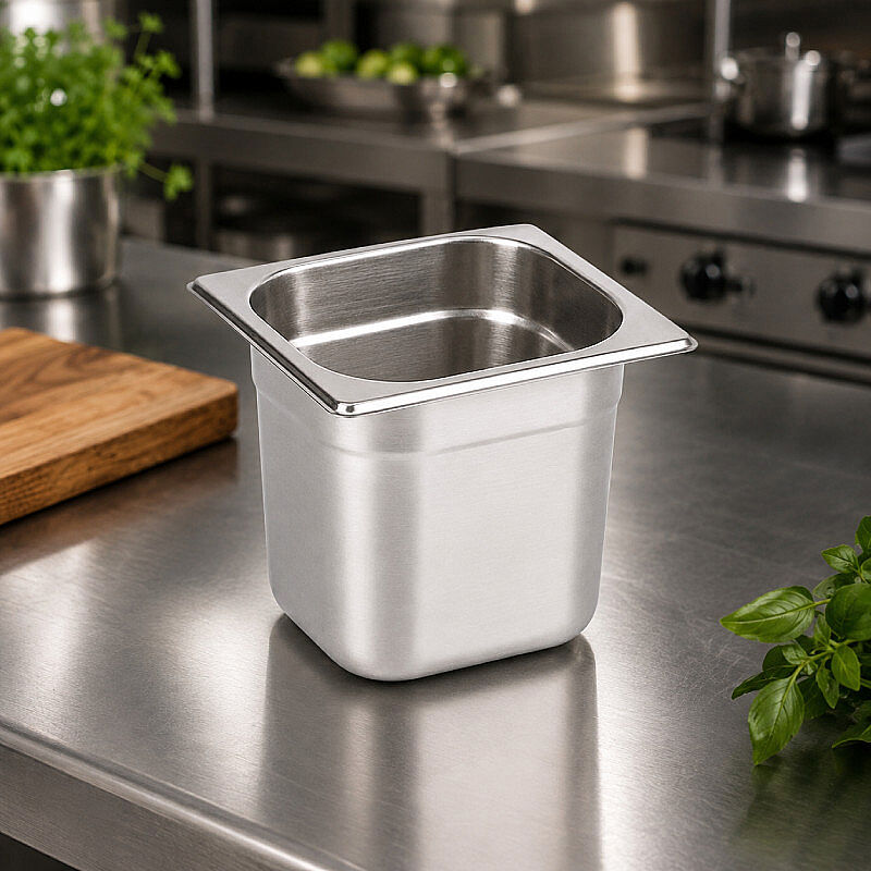 Mixkap GN 1/6-200 mm Paslanmaz Çelik Standart Gastronorm Küvet - Mixkap